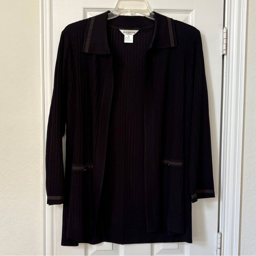 Misook 2X Elegant Black Women's sweater jacket